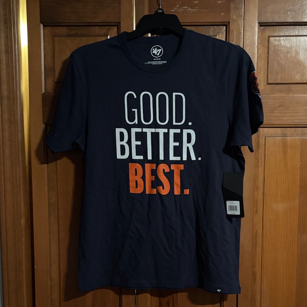 Chicago Bears 47 Brand Dark Blue and Orange Graphic Tee